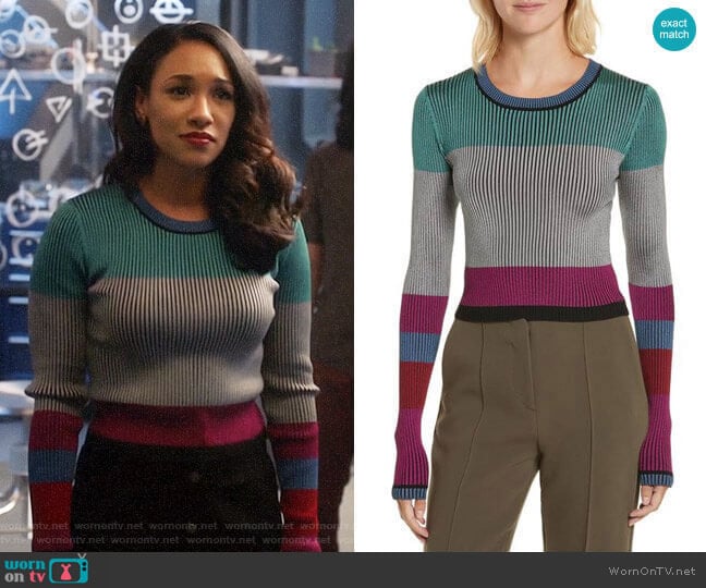 Diane von Furstenberg Cropped Plaited Pullover worn by Iris West (Candice Patton) on The Flash