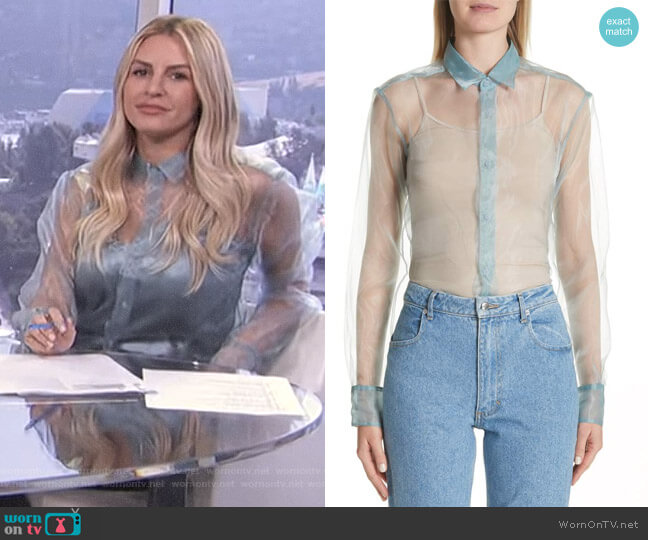 Iridescent Sheer Organza Shirt by Eckhaus Latta worn by Morgan Stewart on E! News