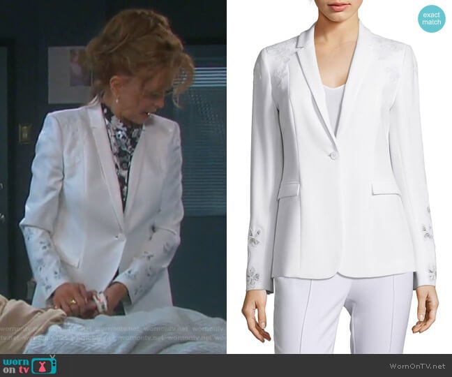 Mauricia Lace Applique Crepe Blazer by Elie Tahari worn by Maggie Horton (Suzanne Rogers) on Days of our Lives