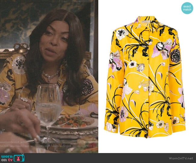 Embroidered Silk Pajama Shirt by Emilio Pucci worn by Cookie Lyon (Taraji P. Henson) on Empire