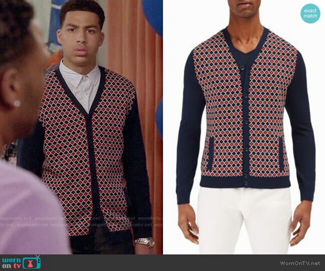 EFM-Engineered for Motion Mariner Printed Cardigan worn by Andre Johnson Jr (Marcus Scribner) on Black-ish