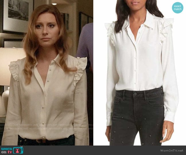 Frame Silk Ruffle Sleeve Blouse worn by Peyton Charles (Aly Michalka) on iZombie