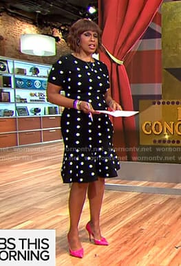 Gayle’s black polka dot dress on CBS This Morning