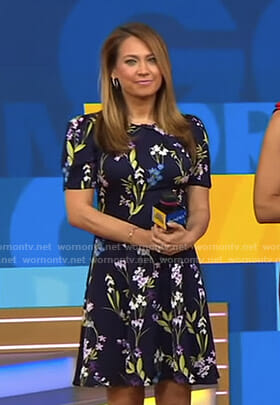 WornOnTV: Ginger’s navy floral dress on Good Morning America | Ginger ...