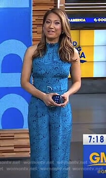 Ginger’s blue lace jumpsuit on Good Morning America