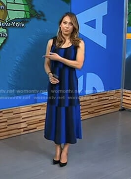 Ginger's blue and black striped midi dress on Good Morning America