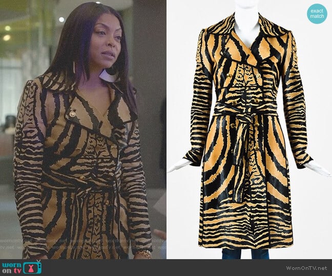 Animal Print Trench Coat by Gucci worn by Cookie Lyon (Taraji P. Henson) on Empire