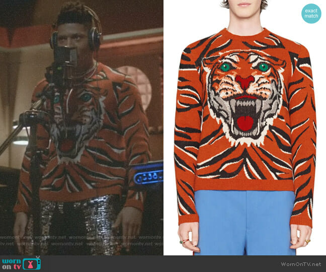 Tiger Print Wool Crewneck Sweater by Gucci worn by Hakeem Lyon (Bryshere Y. Gray) on Empire
