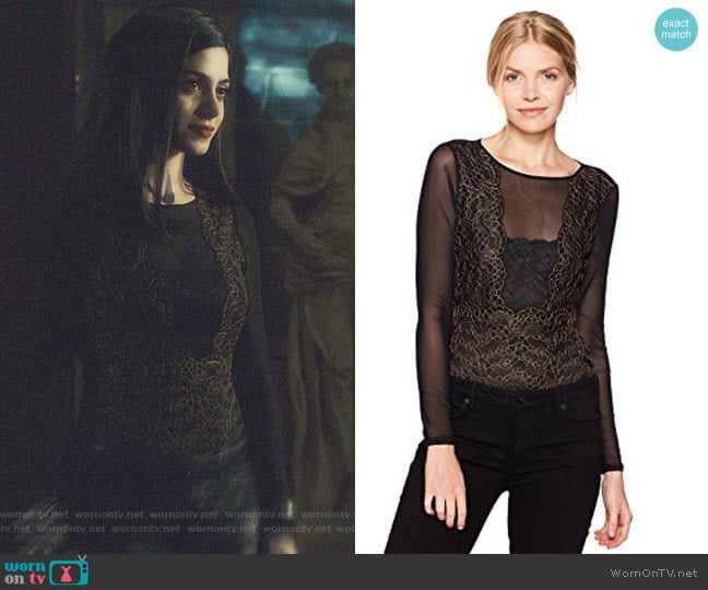 'Emma' Lace Bodysuit by Guess worn by Isabelle Lightwood (Emeraude Toubia ) on Shadowhunters