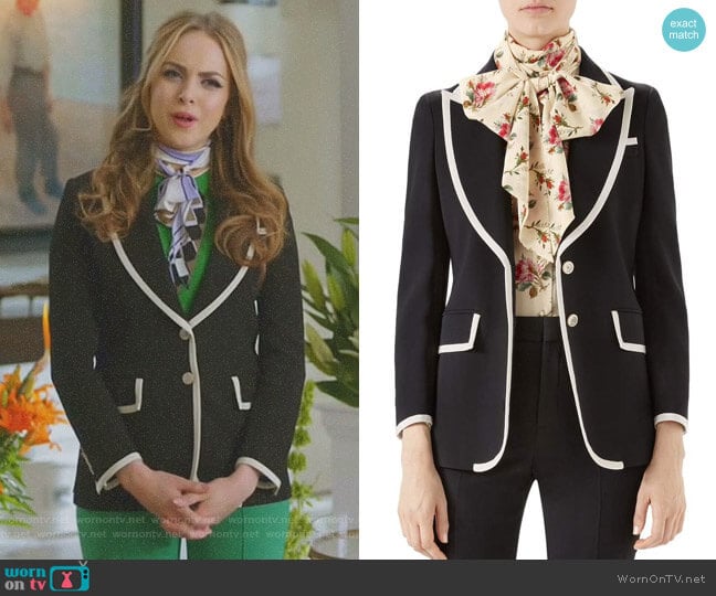 WornOnTV: Fallon’s black tipped blazer on Dynasty | Elizabeth Gillies ...