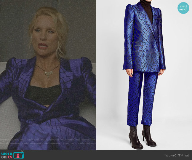 3D Shoulder Smiths Blazer and Trousers by Haider Ackermann worn by Alexis Carrington (Elaine Hendrix) on Dynasty