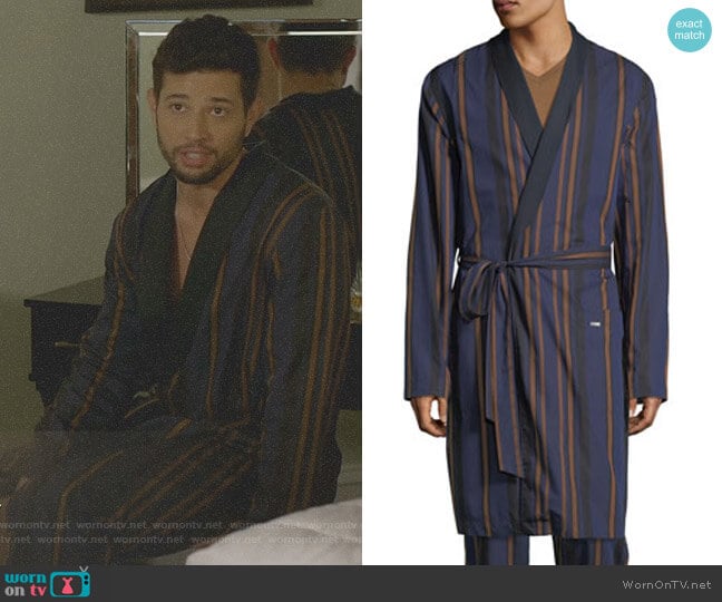 Striped Woven Robe by Hanro worn by Sam Flores (Rafael de la Fuente) on Dynasty