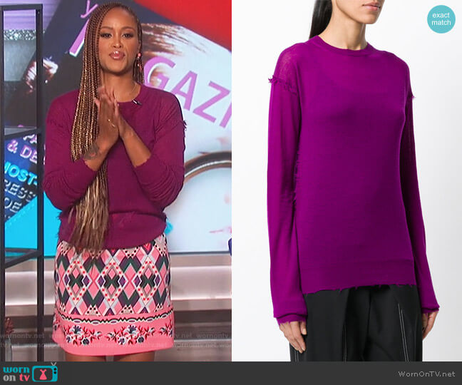 Distressed Effect Knitted Top by Helmut Lang worn by Eve on The Talk