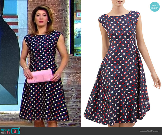 April Dot Print Dress by Hobbs London worn by Norah O'Donnell on CBS Mornings