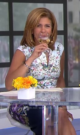 Hoda's butterfly and floral print dress on Today