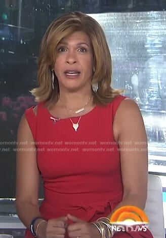 Hoda’s red tie waist dress on Today