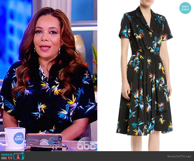 WornOnTV: Sunny’s black floral print v-neck shirtdress on The View ...