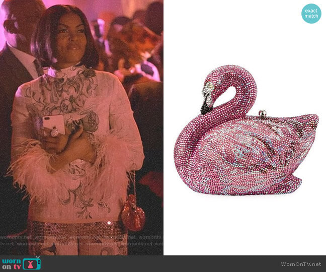 Avalon Flamingo Crystal Clutch Bag by Judith Leiber Couture worn by Cookie Lyon (Taraji P. Henson) on Empire