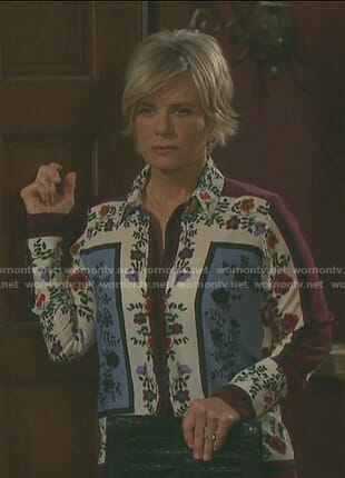 Kayla’s floral colorblock blouse on Days of our Lives