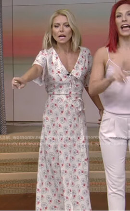Kelly’s white floral midi dress on Live with Kelly and Ryan
