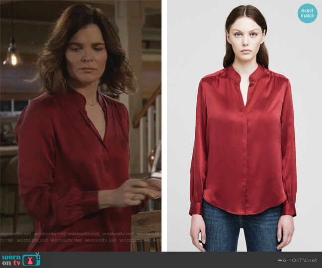 Bianca Blouse by L'Agence worn by Heather Hughes (Betsy Brandt) on Life in Pieces