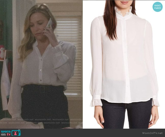 WornOnTV: Arizona’s white ruffled stand collar blouse on Grey’s Anatomy ...