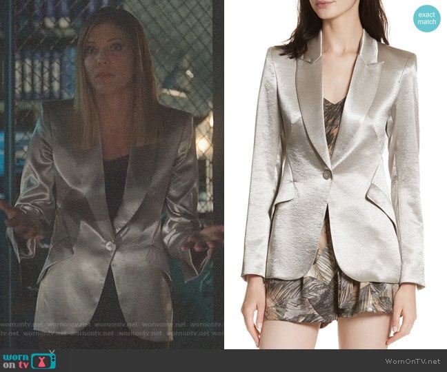 Chamberlain Metallic Blazer by L'Agence worn by Charlotte Richards (Tricia Helfer) on Lucifer