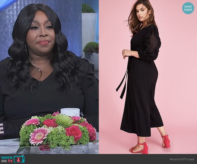 3/4 Sleeve Ruffle Jumpsuit by Lane Bryant worn by Loni Love on The Real