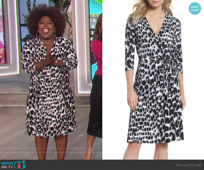 Print Jersey Faux Wrap Dress by Leota worn by Sheryl Underwood on The Talk