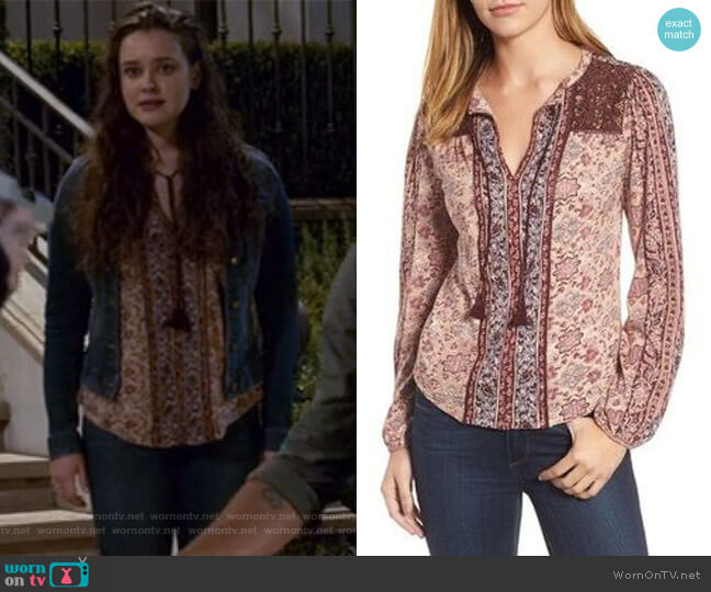 Vintage Mixed Print Top by Lucky Brand worn by Hannah Baker (	Katherine Langford) on 13 Reasons Why