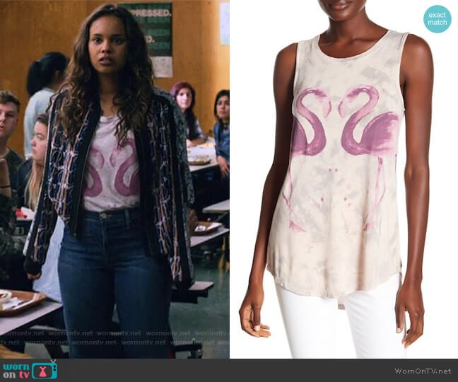 Flamingo Hi-Lo Tank Top by Lucky Brand worn by Jessica Davis (Alisha Boe) on 13 Reasons Why