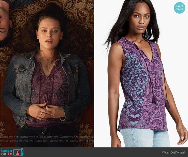 Mosaic Print Tank by Lucky Brand worn by Hannah Baker (	Katherine Langford) on 13 Reasons Why