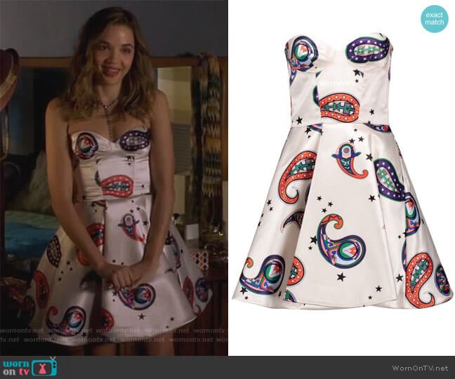 Paisley Print Satin Mini Dress by Msgm worn by Cassandra (Georgie Flores) on Famous in Love