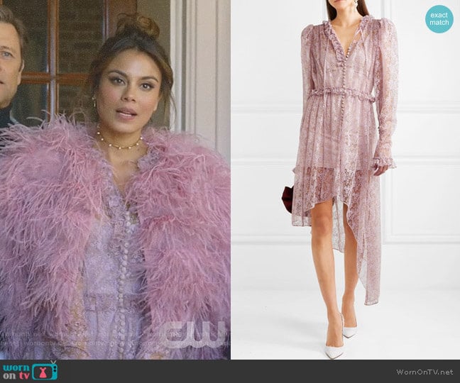 WornOnTV: Cristalu0027s pink lace dress and feather jacket on Dynasty 