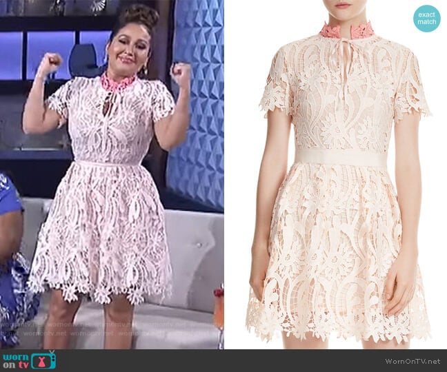 Regina Floral Lace Dress by Maje worn by Adrienne Houghton on The Real