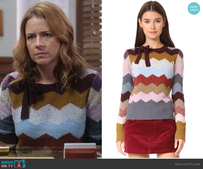 Intarsia Sweater by Marc Jacobs worn by Lena (Jenna Fischer) on Splitting Up Together