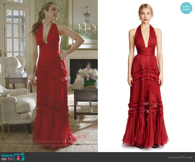 'Kalina' Tiered Dress by Maria Lucia Hohan worn by Fallon Carrington (Elizabeth Gillies) on Dynasty