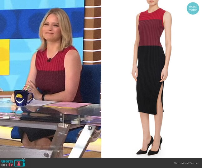 'Mariana' Ribbed Colorblock Sheath Dress by Altuzarra worn by Sara Haines on Good Morning America