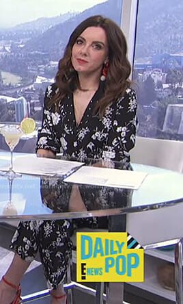 Melanie’s black floral jumpsuit on E! News Daily Pop