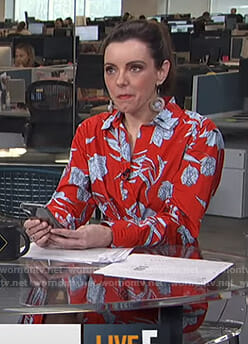 Melanie’s red floral shirtdress on Live from E!