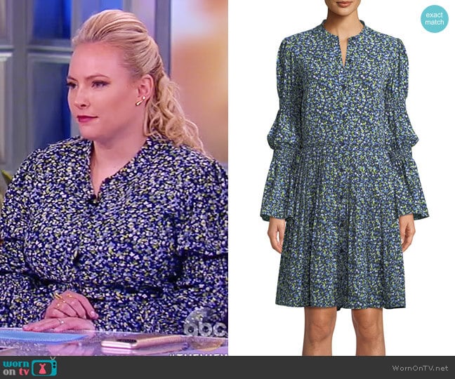 Smocked-Waist Floral-Print Shirt Dress by MICHAEL Michael Kors worn by Meghan McCain on The View