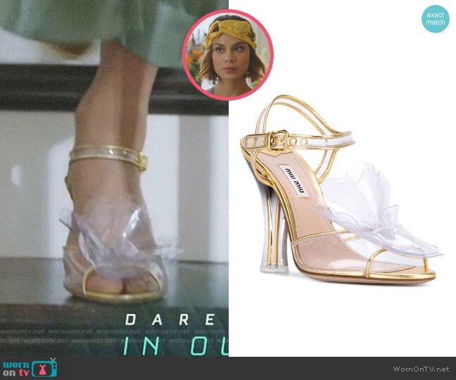 Transparent Gradient-Effect Sandals by Miu Miu worn by Cristal Flores (Nathalie Kelley) on Dynasty