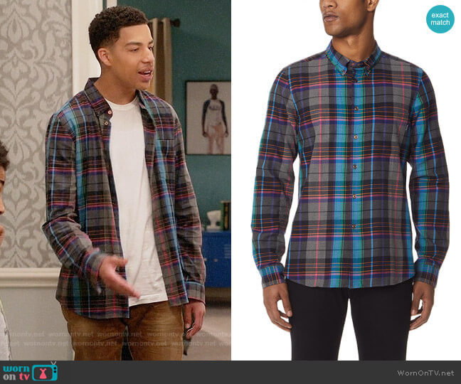 PS by Paul Smith Plaid Tailored Fit Shirt worn by Andre Johnson Jr (Marcus Scribner) on Black-ish