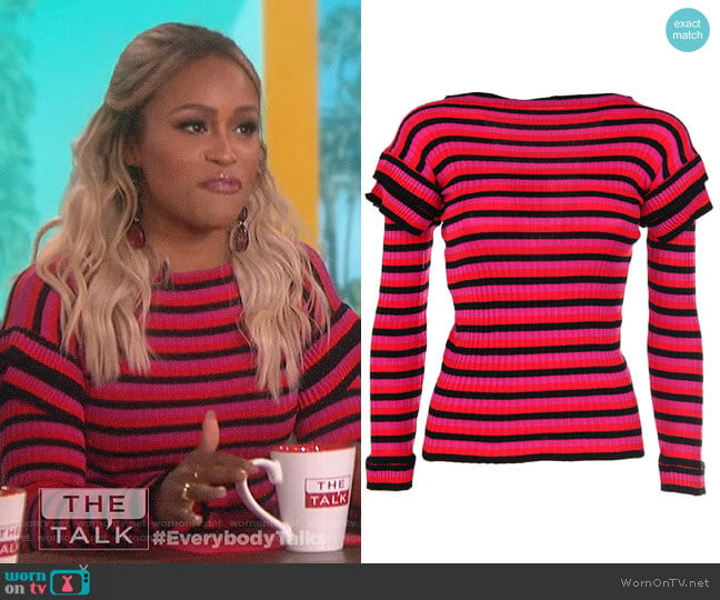 Striped Sweatshirt by Philosophy di Lorenzo Serafini worn by Eve on The Talk