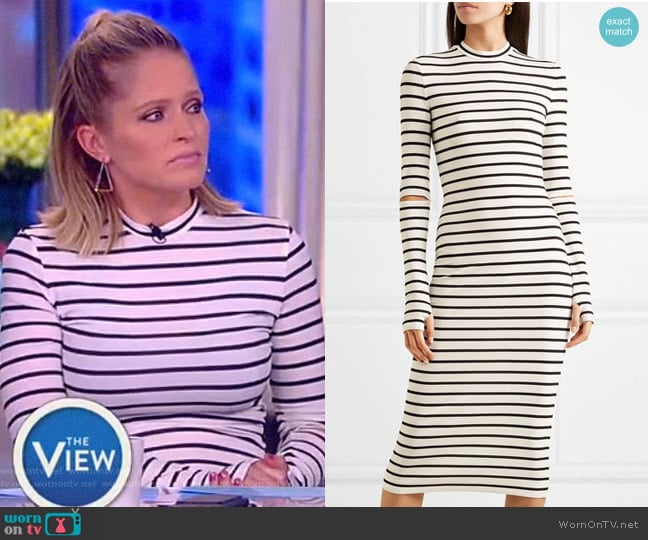 Nikki striped stretch-crepe midi dress by Preen by Thornton Bregazzi worn by Sara Haines on The View