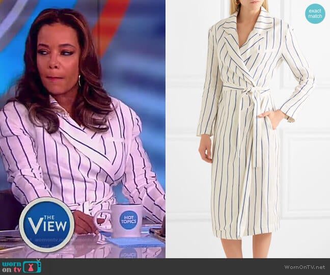 Striped linen wrap dress by Rosie Assoulin worn by Sunny Hostin  on The View
