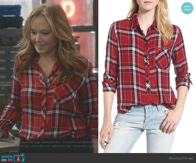 Hunter Plaid Shirt in Cranberry Ink by Rails worn by Vanessa Cellucci (Leah Remini) on Kevin Can Wait