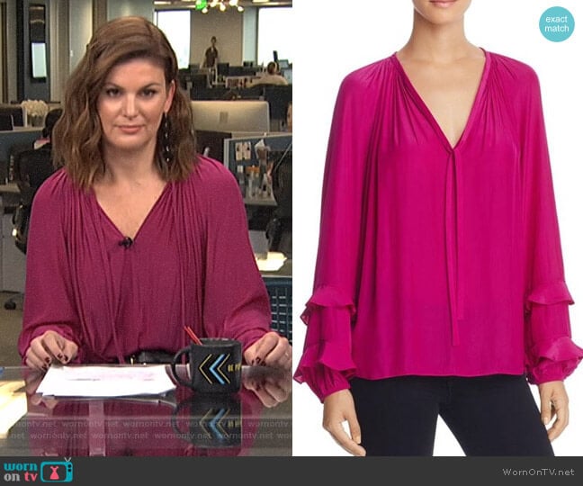 'Anna' Ruffle-sleeve Top by Ramy Brook worn by Kristin dos Santos on Live from E!