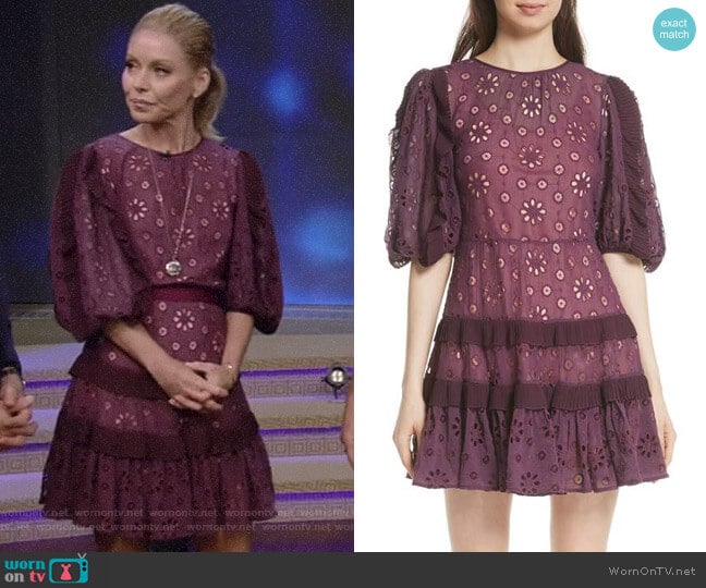 Pinwheel Eyelet Dress by Rebecca Taylor worn by Kelly Ripa on Live with Kelly and Mark