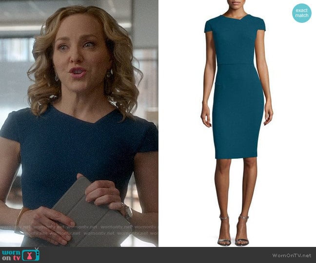 Roland Mouret Cap-Sleeve V-Back Sheath Dress worn by Marissa Morgan (Geneva Carr) on Bull